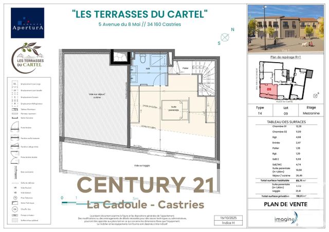 Appartement T4 à vendre - 4 pièces - 89.75 m2 - CASTRIES - 34 - LANGUEDOC-ROUSSILLON - Century 21 La Cadoule
