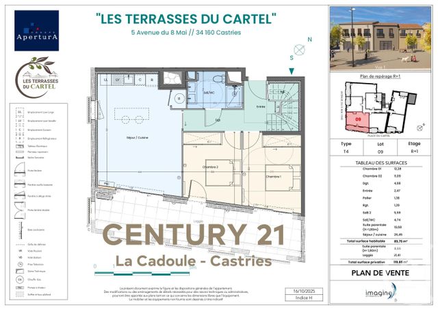Appartement T4 à vendre - 4 pièces - 89.75 m2 - CASTRIES - 34 - LANGUEDOC-ROUSSILLON - Century 21 La Cadoule