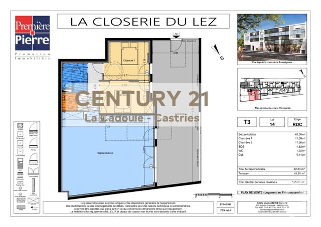 Appartement T3 à vendre - 3 pièces - 82.33 m2 - CASTELNAU LE LEZ - 34 - LANGUEDOC-ROUSSILLON - Century 21 La Cadoule