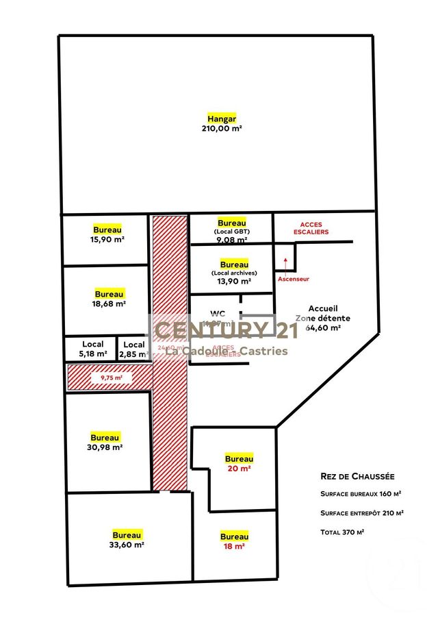 Appartement Local à louer - 1 pièce - 370.0 m2 - CASTRIES - 34 - LANGUEDOC-ROUSSILLON - Century 21 La Cadoule