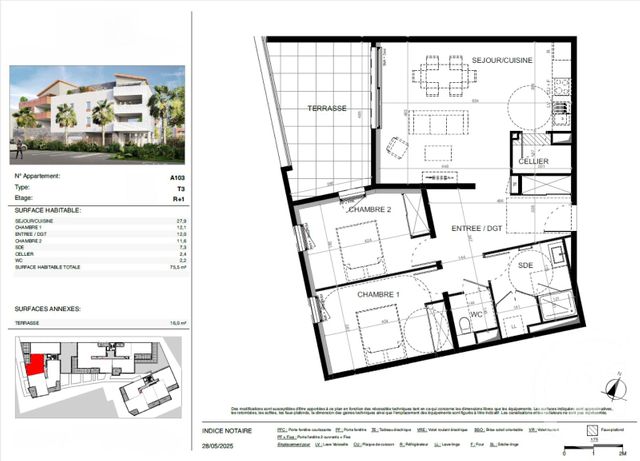 Appartement T3 à vendre - 3 pièces - 75.5 m2 - BAILLARGUES - 34 - LANGUEDOC-ROUSSILLON - Century 21 La Cadoule