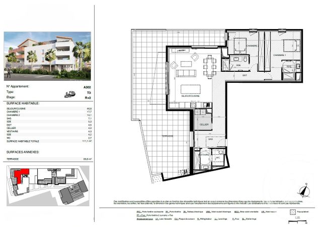 Appartement T3 à vendre - 3 pièces - 111.1 m2 - BAILLARGUES - 34 - LANGUEDOC-ROUSSILLON - Century 21 La Cadoule