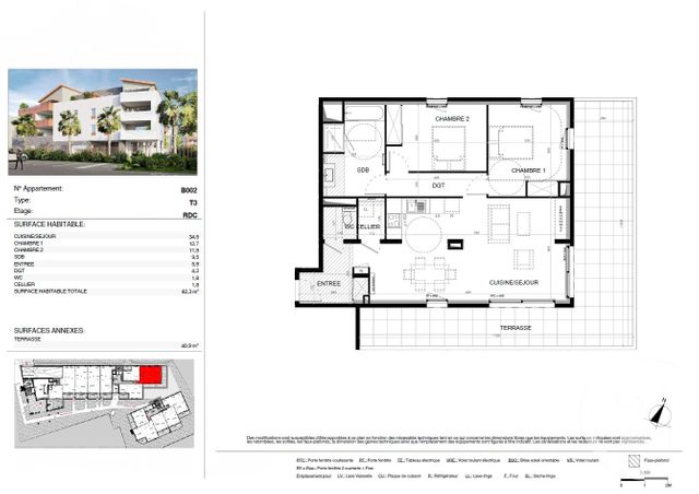 Appartement T3 à vendre - 3 pièces - 82.3 m2 - BAILLARGUES - 34 - LANGUEDOC-ROUSSILLON - Century 21 La Cadoule
