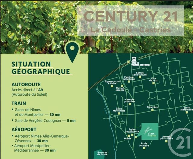 Appartement T4 à vendre - 4 pièces - 89.88 m2 - CODOGNAN - 30 - LANGUEDOC-ROUSSILLON - Century 21 La Cadoule