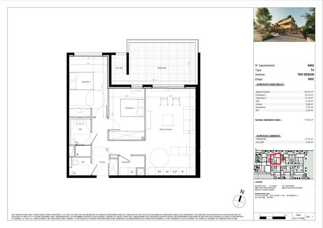 Appartement T3 à vendre - 3 pièces - 71.66 m2 - BAILLARGUES - 34 - LANGUEDOC-ROUSSILLON - Century 21 La Cadoule
