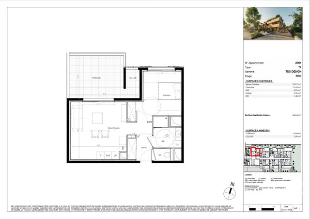 Appartement T2 à vendre - 2 pièces - 47.03 m2 - BAILLARGUES - 34 - LANGUEDOC-ROUSSILLON - Century 21 La Cadoule