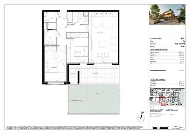 Appartement T3 à vendre - 3 pièces - 71.1 m2 - BAILLARGUES - 34 - LANGUEDOC-ROUSSILLON - Century 21 La Cadoule