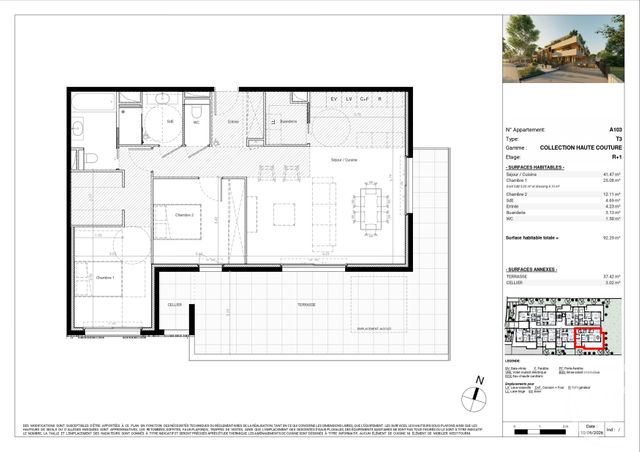 Appartement T3 à vendre - 3 pièces - 91.97 m2 - BAILLARGUES - 34 - LANGUEDOC-ROUSSILLON - Century 21 La Cadoule