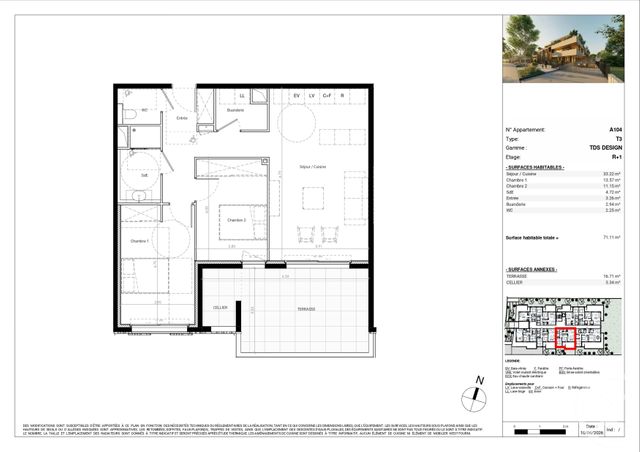 Appartement T3 à vendre - 3 pièces - 71.01 m2 - BAILLARGUES - 34 - LANGUEDOC-ROUSSILLON - Century 21 La Cadoule
