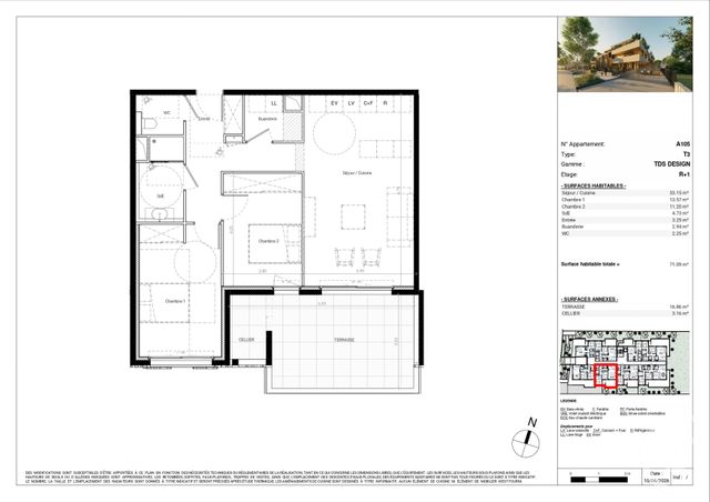 Appartement T3 à vendre - 3 pièces - 70.49 m2 - BAILLARGUES - 34 - LANGUEDOC-ROUSSILLON - Century 21 La Cadoule