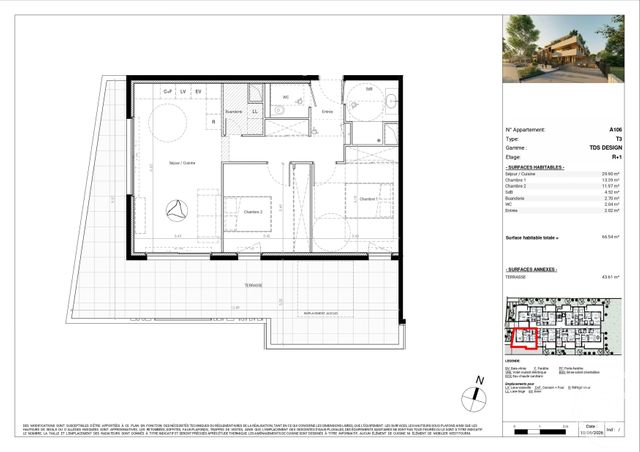 Appartement T3 à vendre - 3 pièces - 66.34 m2 - BAILLARGUES - 34 - LANGUEDOC-ROUSSILLON - Century 21 La Cadoule