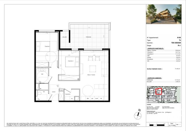 Appartement T3 à vendre - 3 pièces - 71.53 m2 - BAILLARGUES - 34 - LANGUEDOC-ROUSSILLON - Century 21 La Cadoule