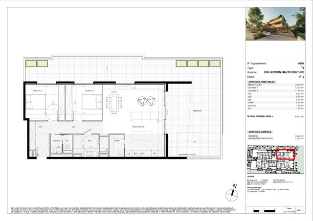 Appartement T3 à vendre - 3 pièces - 83.31 m2 - BAILLARGUES - 34 - LANGUEDOC-ROUSSILLON - Century 21 La Cadoule
