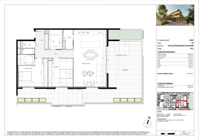 Appartement T3 à vendre - 3 pièces - 100.97 m2 - BAILLARGUES - 34 - LANGUEDOC-ROUSSILLON - Century 21 La Cadoule