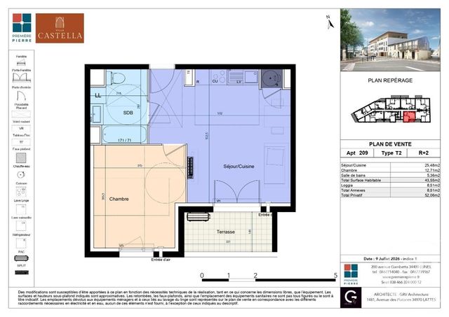 Appartement T2 à vendre - 2 pièces - 43.55 m2 - LUNEL - 34 - LANGUEDOC-ROUSSILLON - Century 21 La Cadoule