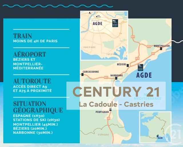 Appartement T4 à vendre - 4 pièces - 82.87 m2 - AGDE - 34 - LANGUEDOC-ROUSSILLON - Century 21 La Cadoule