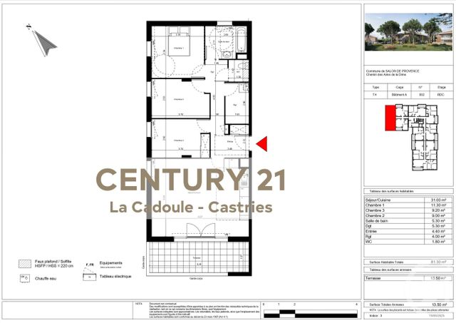 Appartement T4 à vendre - 4 pièces - 81.3 m2 - SALON DE PROVENCE - 13 - PROVENCE-ALPES-COTE-D-AZUR - Century 21 La Cadoule