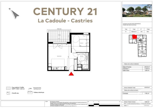 Appartement T2 à vendre - 2 pièces - 43.0 m2 - SALON DE PROVENCE - 13 - PROVENCE-ALPES-COTE-D-AZUR - Century 21 La Cadoule