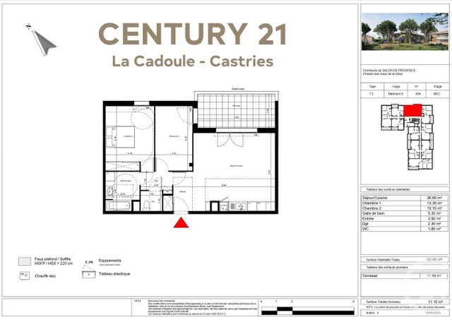 Appartement T3 à vendre - 3 pièces - 63.4 m2 - SALON DE PROVENCE - 13 - PROVENCE-ALPES-COTE-D-AZUR - Century 21 La Cadoule