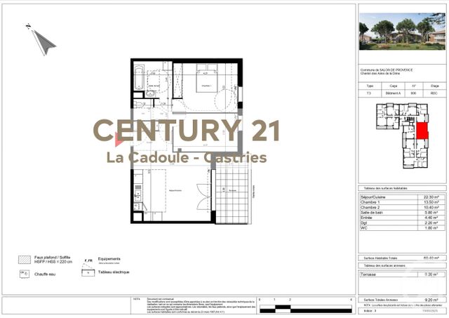 Appartement T3 à vendre - 3 pièces - 60.4 m2 - SALON DE PROVENCE - 13 - PROVENCE-ALPES-COTE-D-AZUR - Century 21 La Cadoule