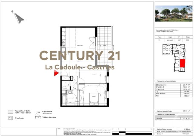 Appartement T3 à vendre - 3 pièces - 67.7 m2 - SALON DE PROVENCE - 13 - PROVENCE-ALPES-COTE-D-AZUR - Century 21 La Cadoule