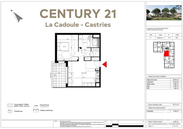 Appartement T2 à vendre - 2 pièces - 46.7 m2 - SALON DE PROVENCE - 13 - PROVENCE-ALPES-COTE-D-AZUR - Century 21 La Cadoule