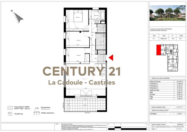 Appartement T4 à vendre - 4 pièces - 81.5 m2 - SALON DE PROVENCE - 13 - PROVENCE-ALPES-COTE-D-AZUR - Century 21 La Cadoule