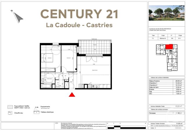 Appartement T3 à vendre - 3 pièces - 63.6 m2 - SALON DE PROVENCE - 13 - PROVENCE-ALPES-COTE-D-AZUR - Century 21 La Cadoule