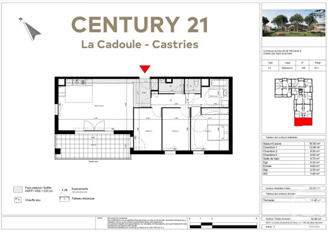 Appartement T4 à vendre - 4 pièces - 82.6 m2 - SALON DE PROVENCE - 13 - PROVENCE-ALPES-COTE-D-AZUR - Century 21 La Cadoule