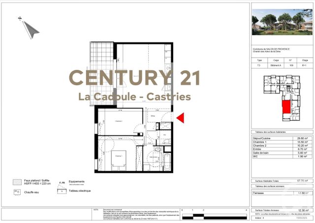 Appartement T3 à vendre - 3 pièces - 67.7 m2 - SALON DE PROVENCE - 13 - PROVENCE-ALPES-COTE-D-AZUR - Century 21 La Cadoule