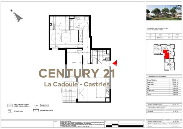 Appartement T3 à vendre - 3 pièces - 79.5 m2 - SALON DE PROVENCE - 13 - PROVENCE-ALPES-COTE-D-AZUR - Century 21 La Cadoule