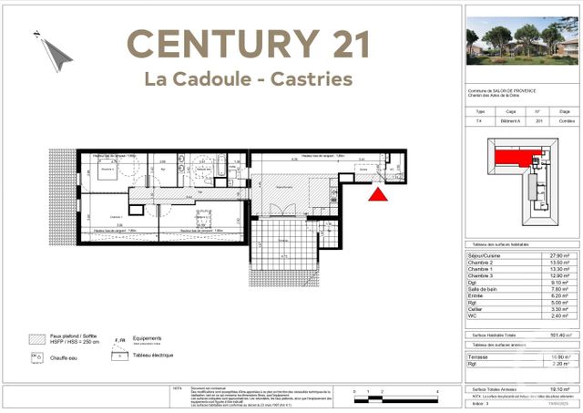 Appartement T4 à vendre - 4 pièces - 101.4 m2 - SALON DE PROVENCE - 13 - PROVENCE-ALPES-COTE-D-AZUR - Century 21 La Cadoule