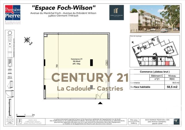 Appartement Local à vendre - 1 pièce - 58.5 m2 - CLERMONT L HERAULT - 34 - LANGUEDOC-ROUSSILLON - Century 21 La Cadoule