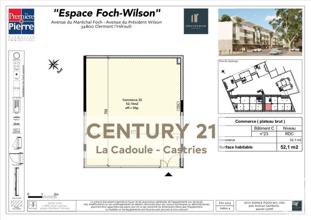 Appartement Local à vendre - 1 pièce - 52.1 m2 - CLERMONT L HERAULT - 34 - LANGUEDOC-ROUSSILLON - Century 21 La Cadoule