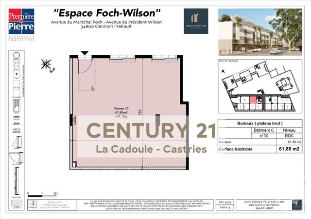 Appartement Local à vendre - 1 pièce - 61.85 m2 - CLERMONT L HERAULT - 34 - LANGUEDOC-ROUSSILLON - Century 21 La Cadoule