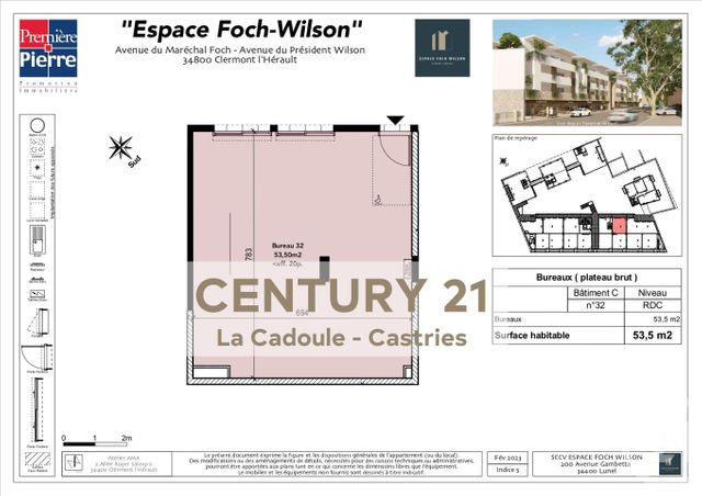 Appartement Local à vendre - 1 pièce - 53.5 m2 - CLERMONT L HERAULT - 34 - LANGUEDOC-ROUSSILLON - Century 21 La Cadoule